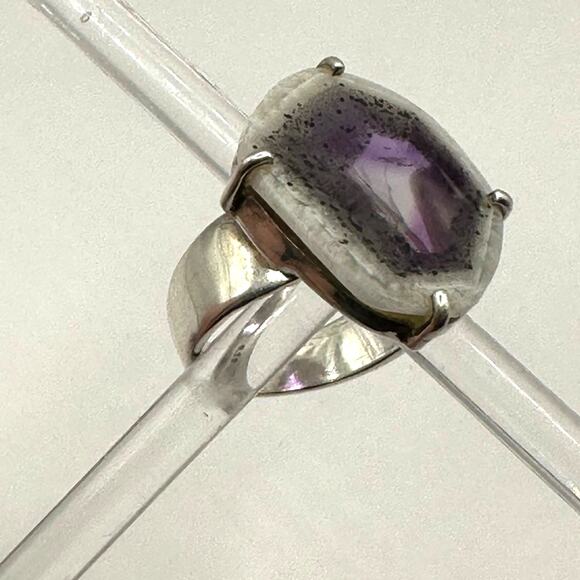 Artisan Purple Amethyst Tripache Stone Ring 925 Sterling Silver 7 3/4 Size 7.75 - Picture 5 of 14